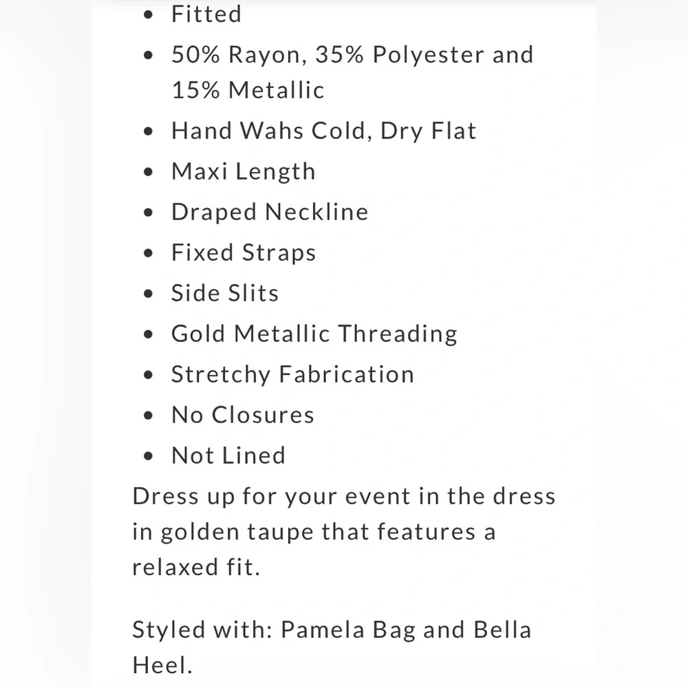 Vici shimmer taupe long dress Drape cowl neckline NEW SALE Re $69 *See matching - Picture 8 of 12